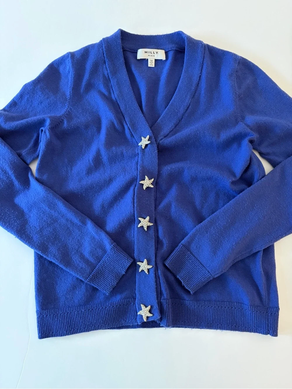 Milly Minis Girls Vibrant Blue Long Sleeve Cardigan Sweater Size 10Y